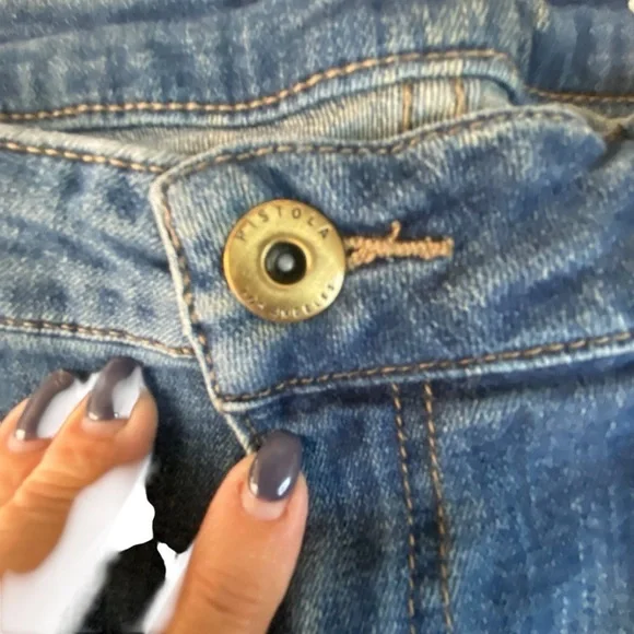 Pistola Mid Rise Distressed  Skinny Zip Ankle Medium Wash Denim Blue Jeans SZ 28 - Picture 8 of 12